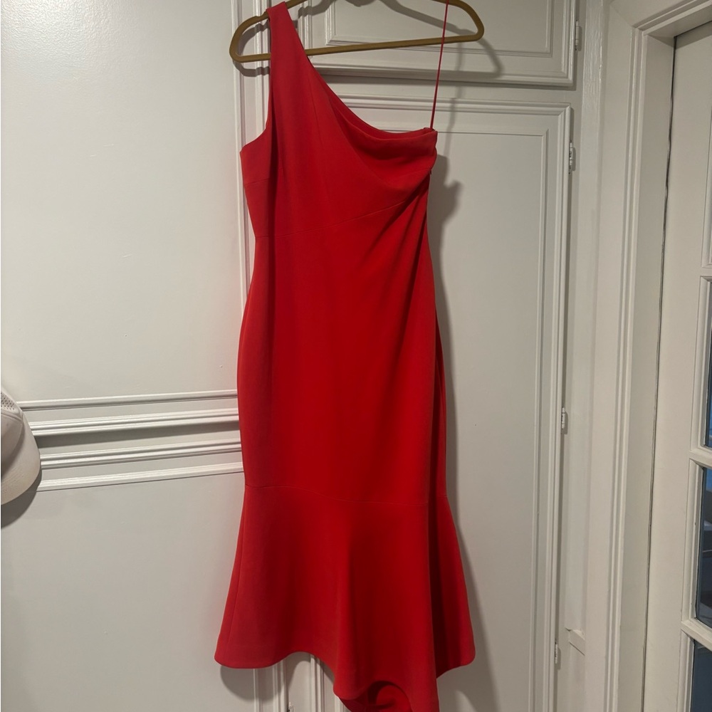 Cinq à Sept Vibrant Red One-Shoulder Dress